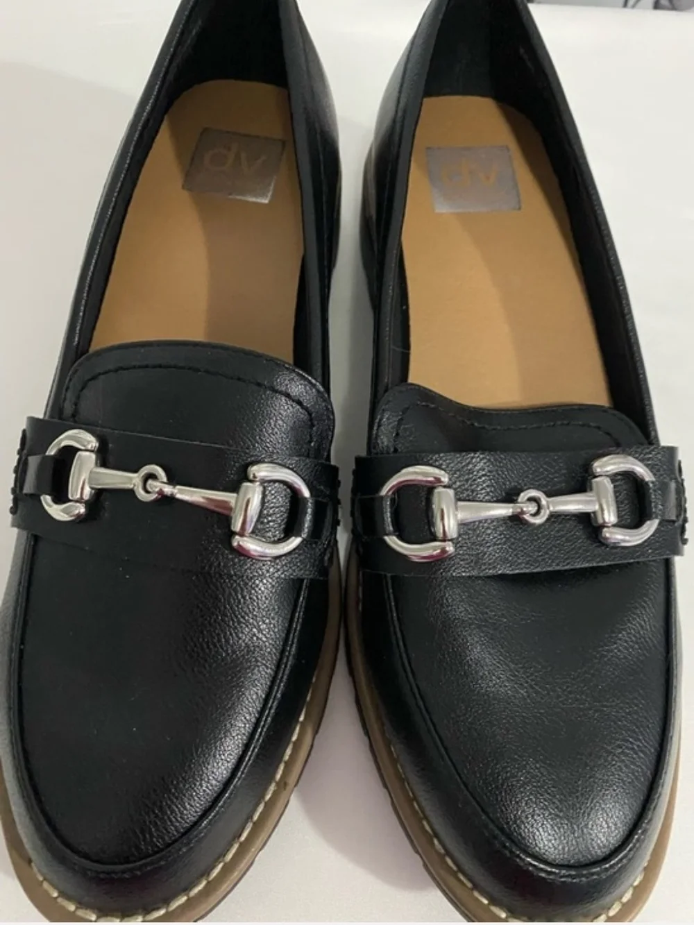 Dolce Vita Black Leather Loafers with Silver Bit Hardware NWOT SIZE 9